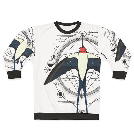 Geometric swallow abstract bird graphic sweatshirt
