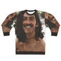 Colorful sweatshirt featuring a colourised image of George Harrison, the legendary Beatles musician