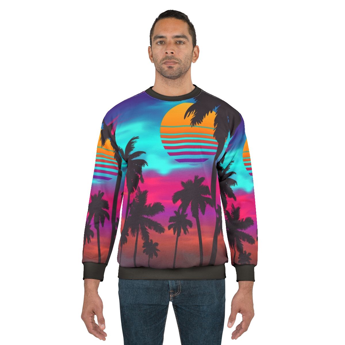 Crimson Sunset Synthwave Sweatshirt
