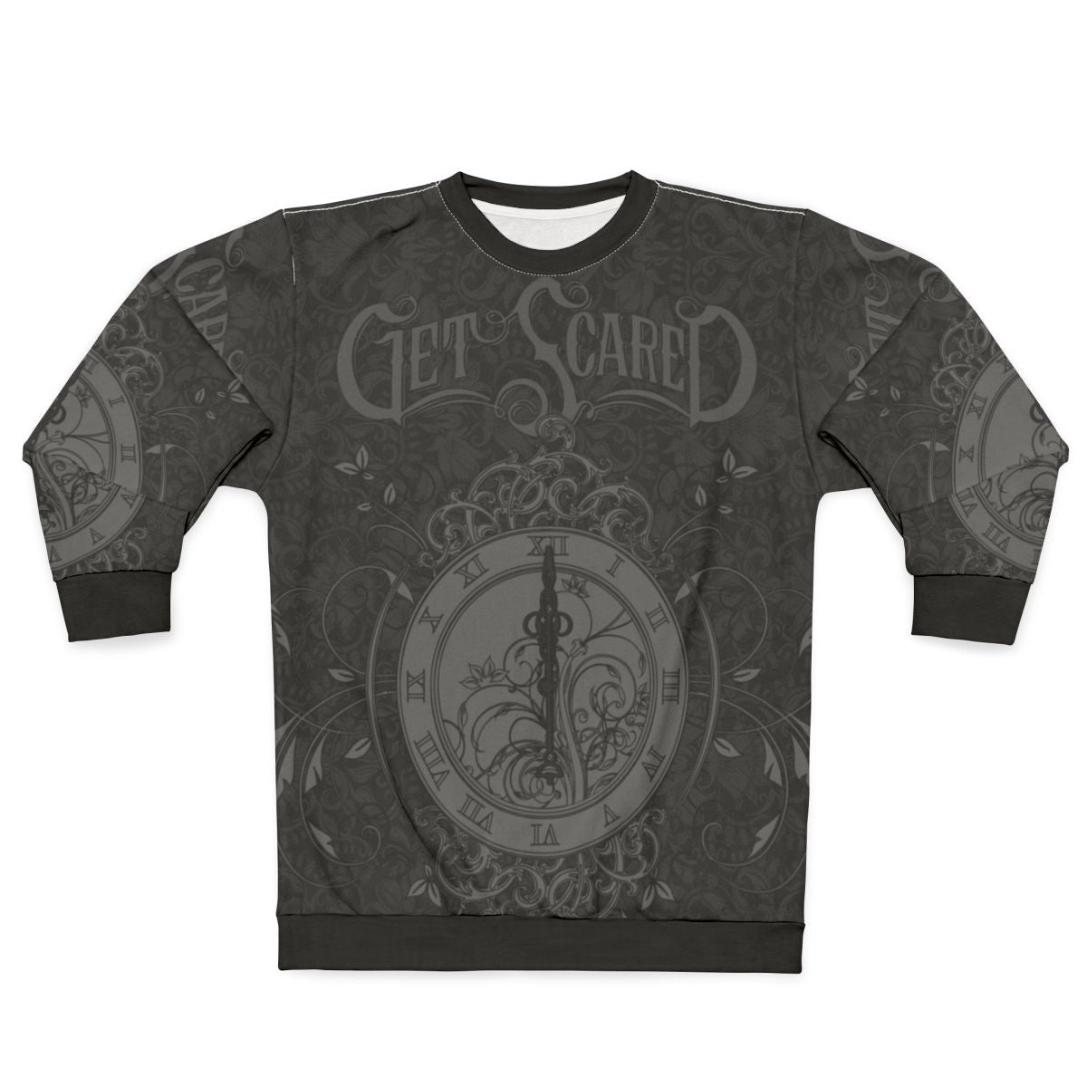 Get Scared Demons Recreation Sweatshirt featuring a dark and floral design