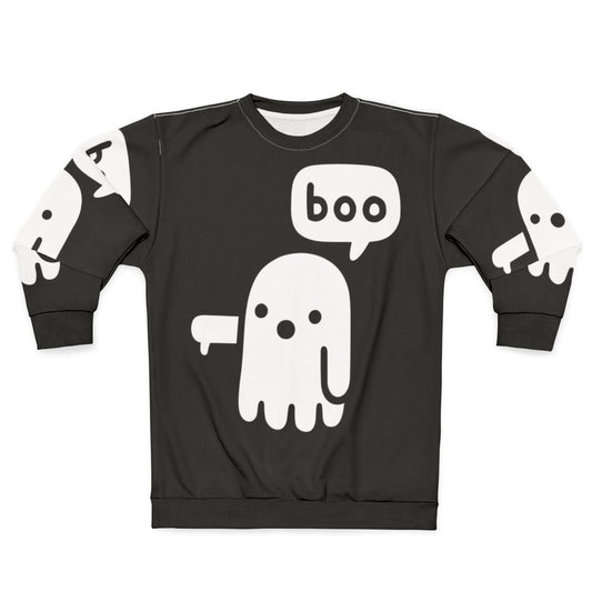 Spooky ghost graphic on a black sweatshirt