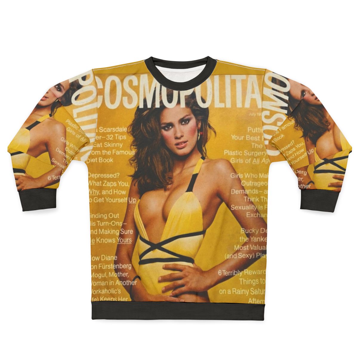 Gia Carangi's famous Cosmopolitan yellow swimsuit sweatshirt
