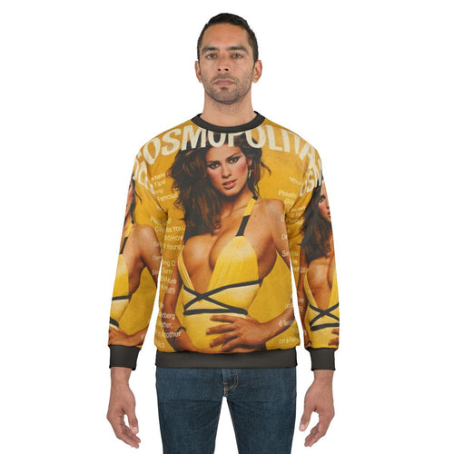 Gia Carangi's famous Cosmopolitan yellow swimsuit sweatshirt