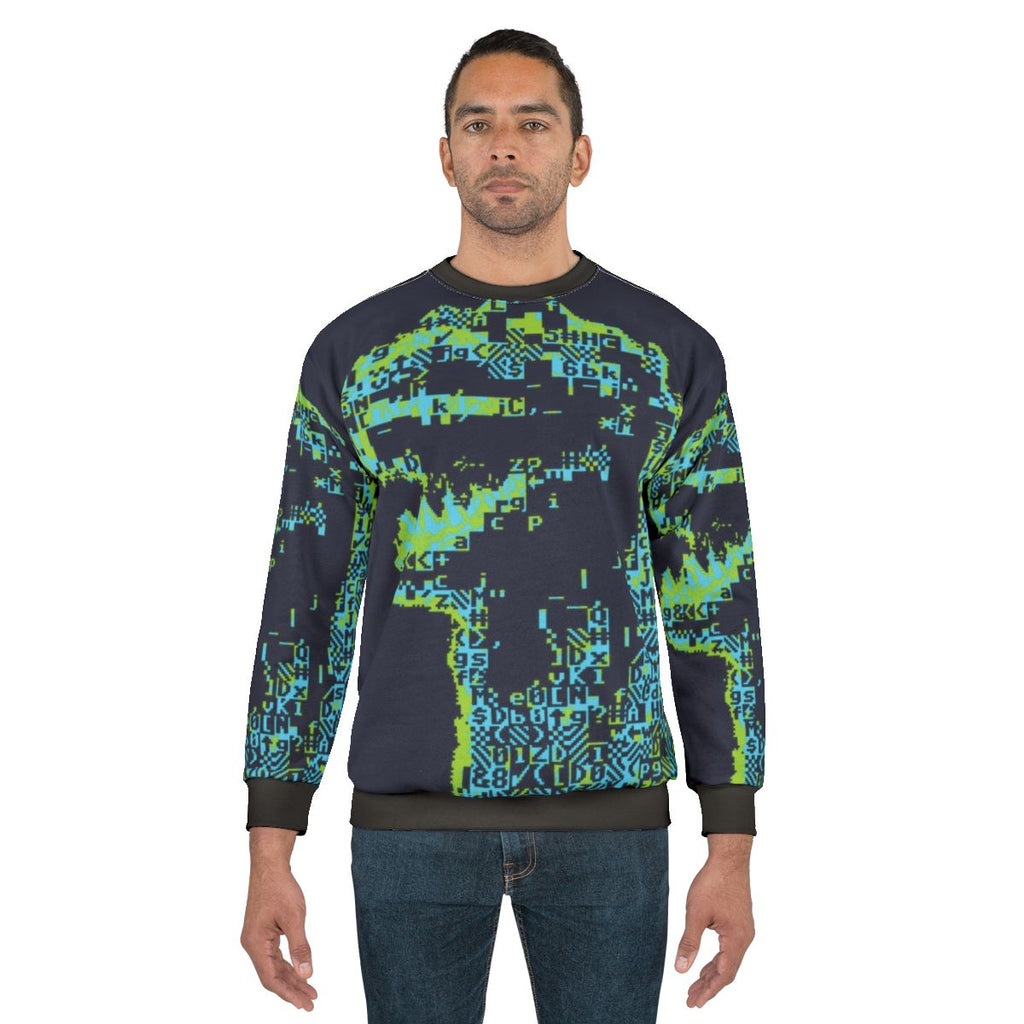 Retro Cyberpunk Giant Lizard Ascii Sweatshirt