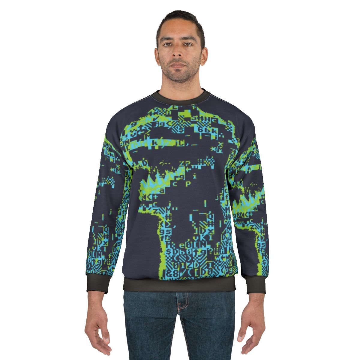 Retro Cyberpunk Giant Lizard Ascii Sweatshirt