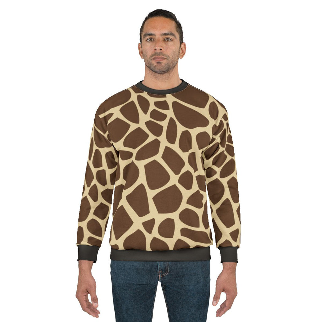 Giraffe pattern sweatshirt with camouflage design
