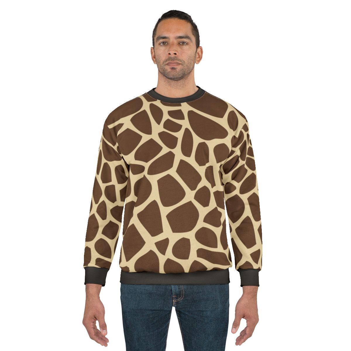 Giraffe pattern sweatshirt with camouflage design