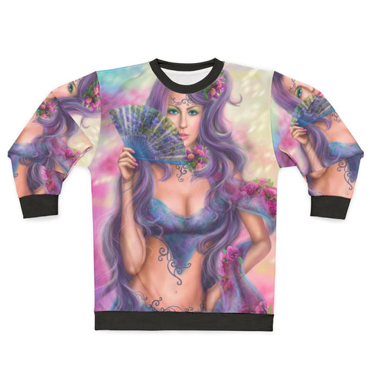 Kawaii Japanese girl with fan art sweatshirt design