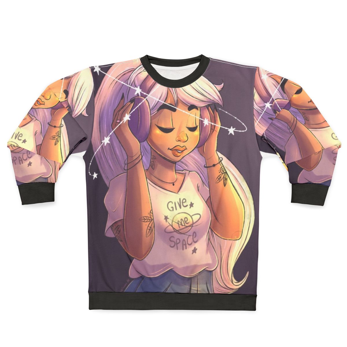 Galaxy print "Give Me Space" sweatshirt for science geeks and astrology lovers