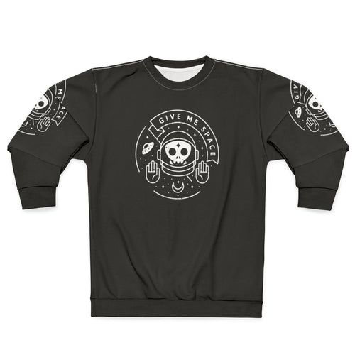 Astronomical Space Sweatshirt with Moon, UFO, and Minimalist Graphic