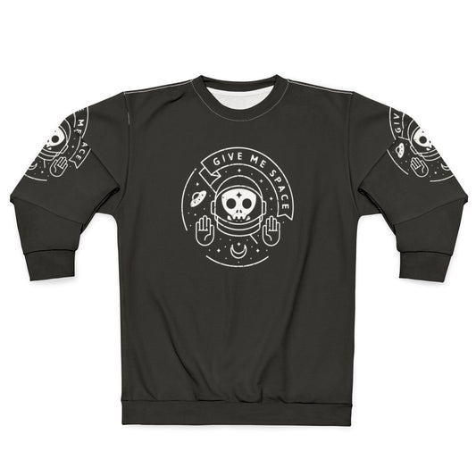 Astronomical Space Sweatshirt with Moon, UFO, and Minimalist Graphic
