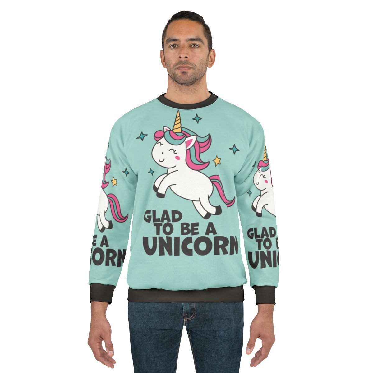 Glad To Be A Unicorn Sweatshirt featuring a cute, kawaii unicorn design