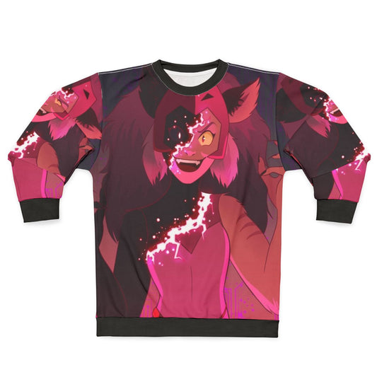 Glitch Catra She-Ra Sweatshirt featuring the magical characters from the popular cartoon