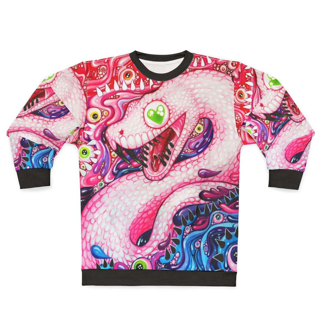 Glittersnake acrylic painting on colorful sweatshirt