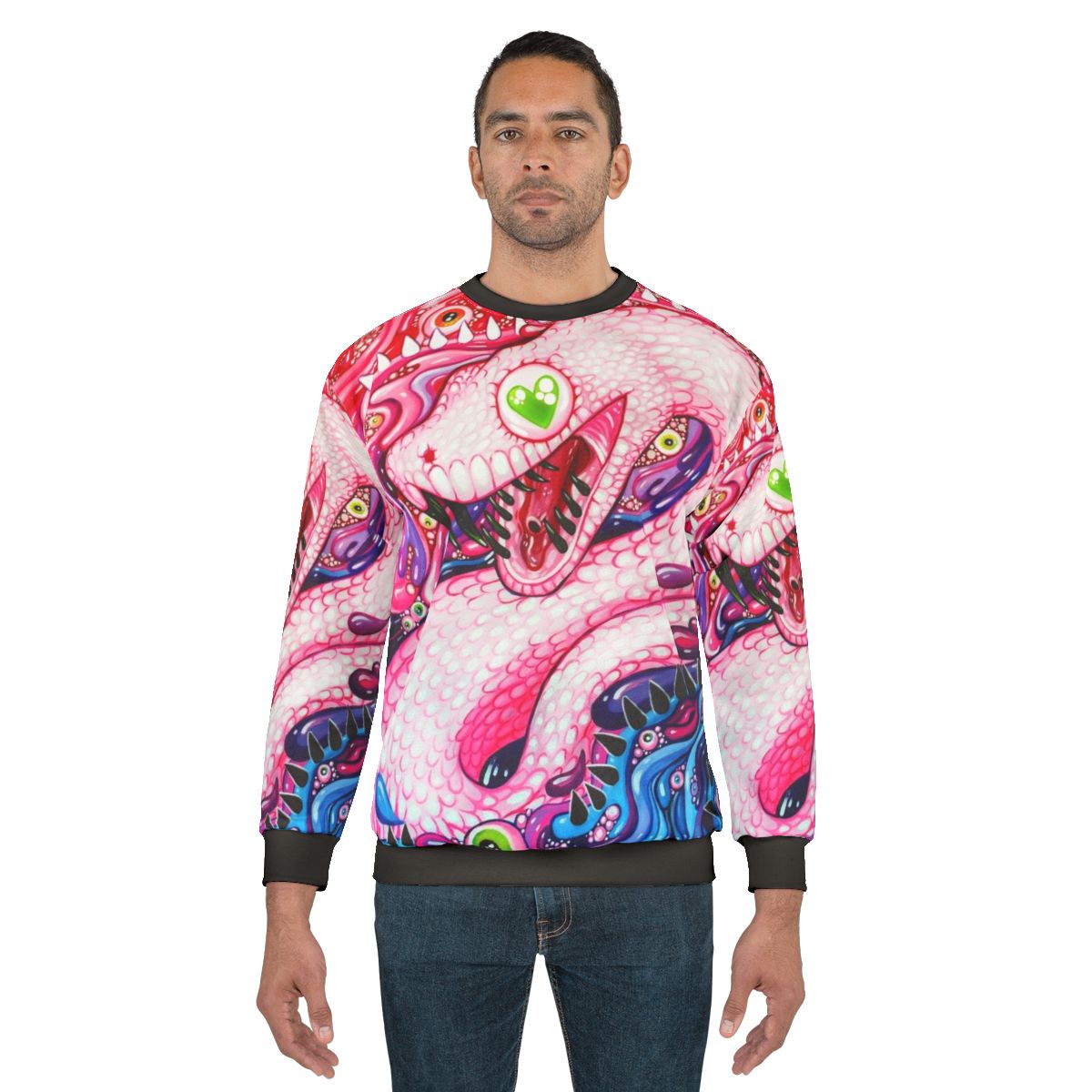 Glittersnake acrylic painting on colorful sweatshirt