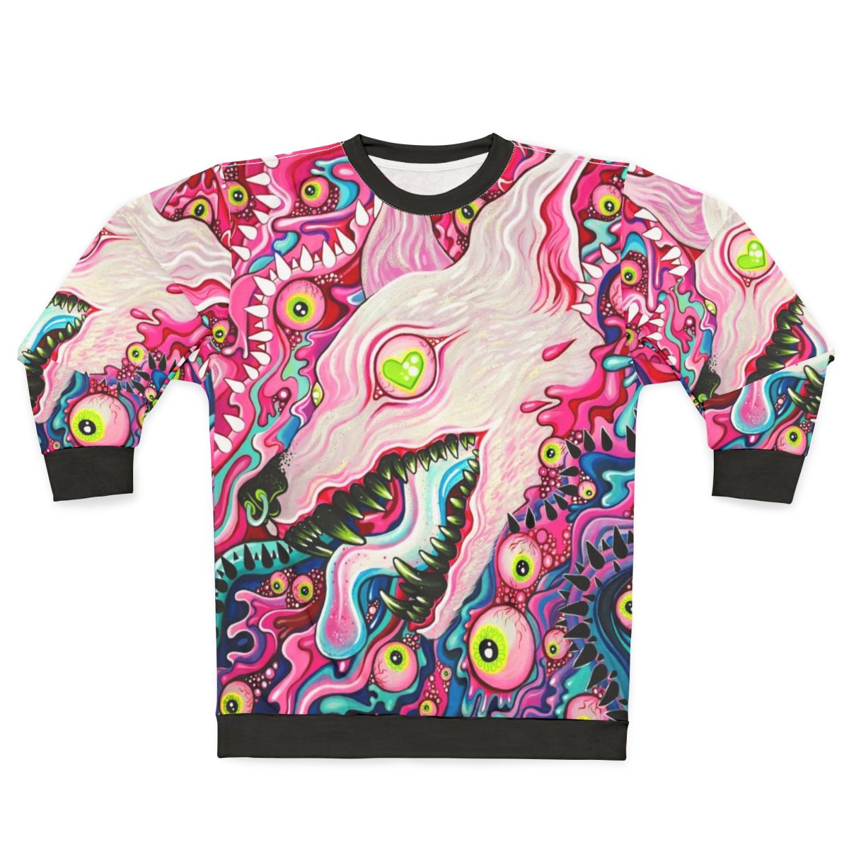 Pastel goth glitter wolf acrylic painting sweatshirt