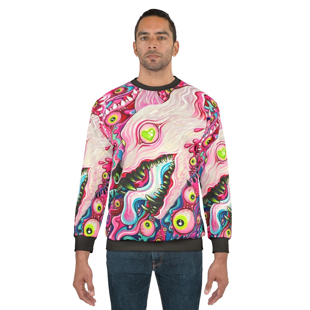 Pastel goth glitter wolf acrylic painting sweatshirt