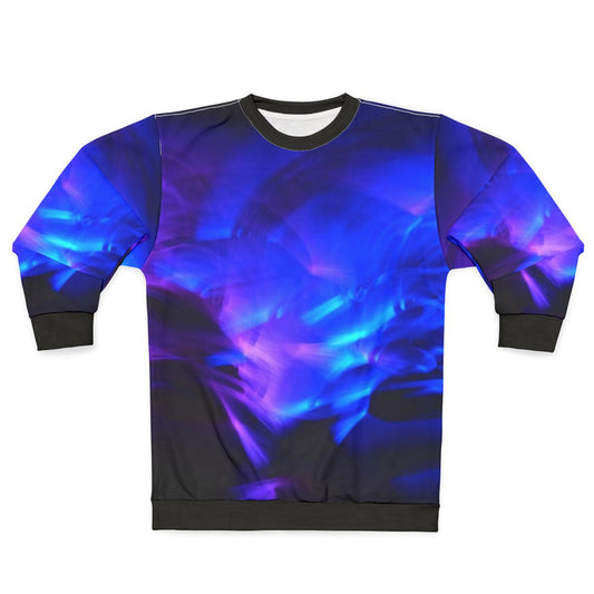 Glow in the dark sweatshirt with vibrant, swirling design