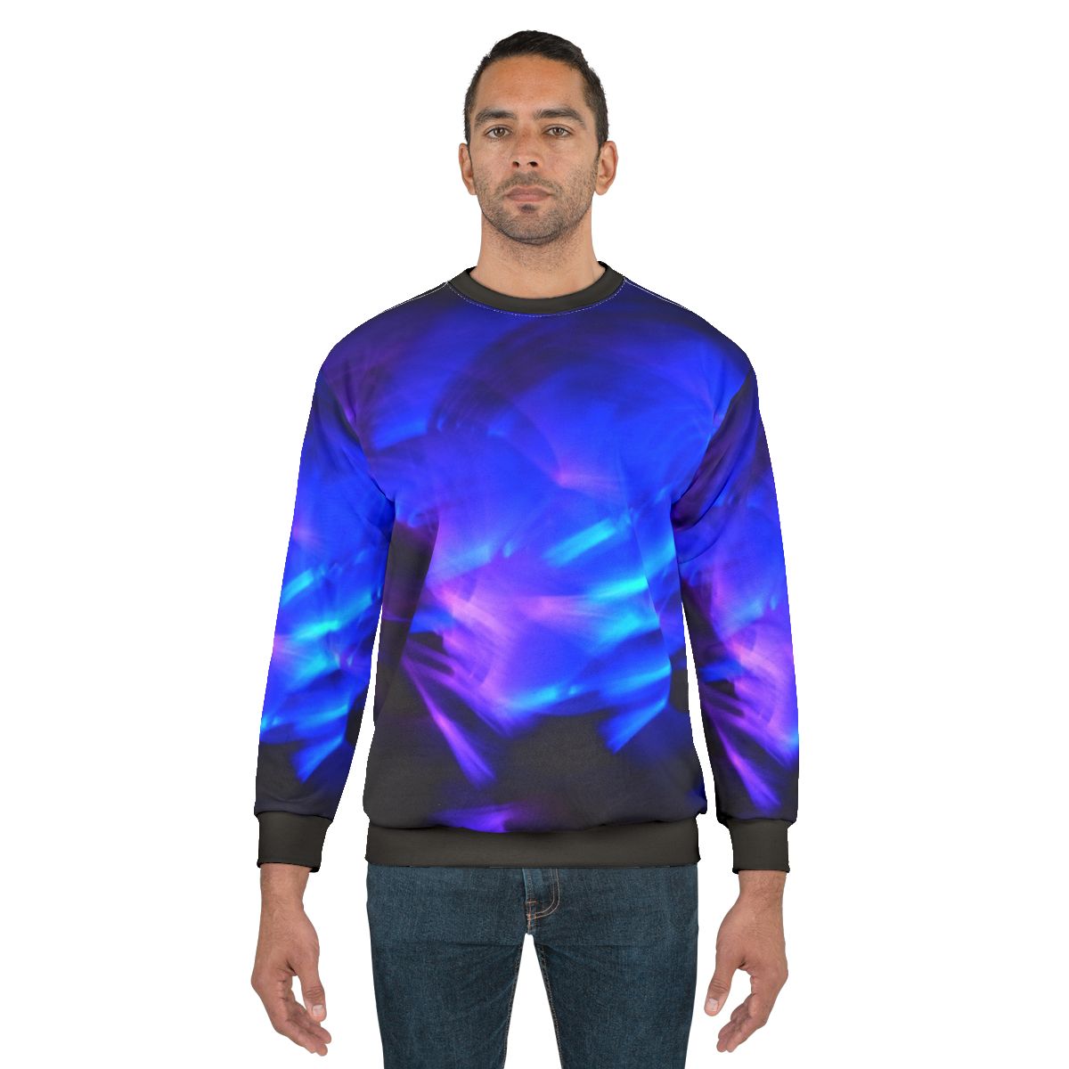 Glow in the dark sweatshirt with vibrant, swirling design