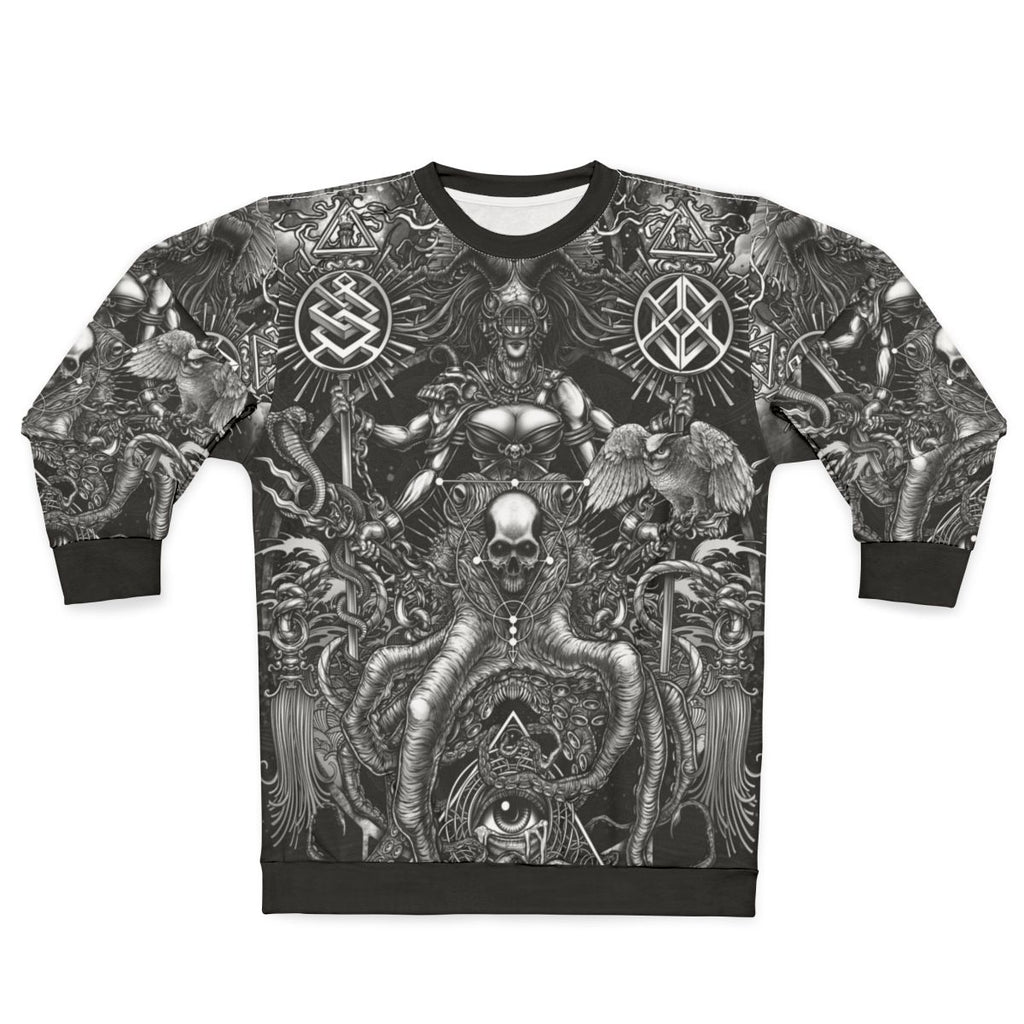 Women's Gothic Occult Skeleton Sweatshirt with Surreal Art