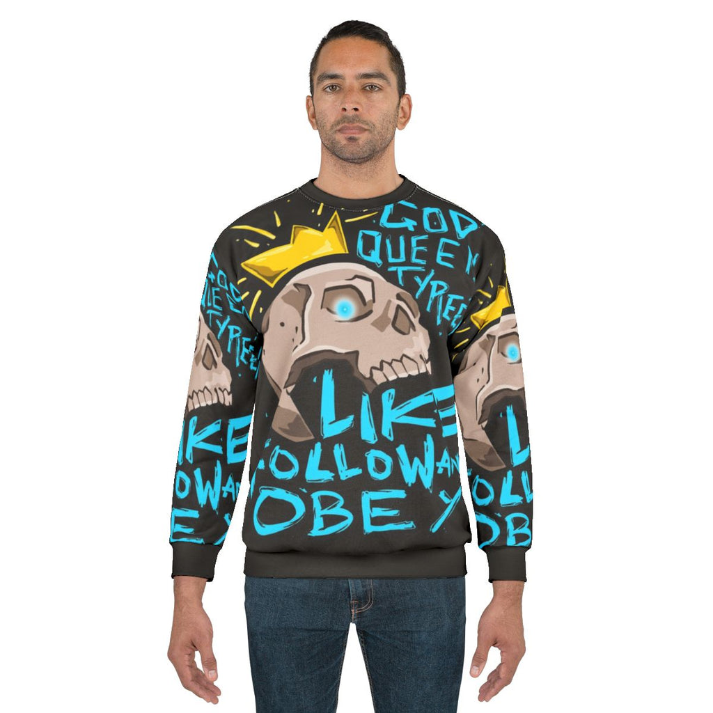 God Queen Borderlands 3 Sweatshirt featuring a skull and crown vector design