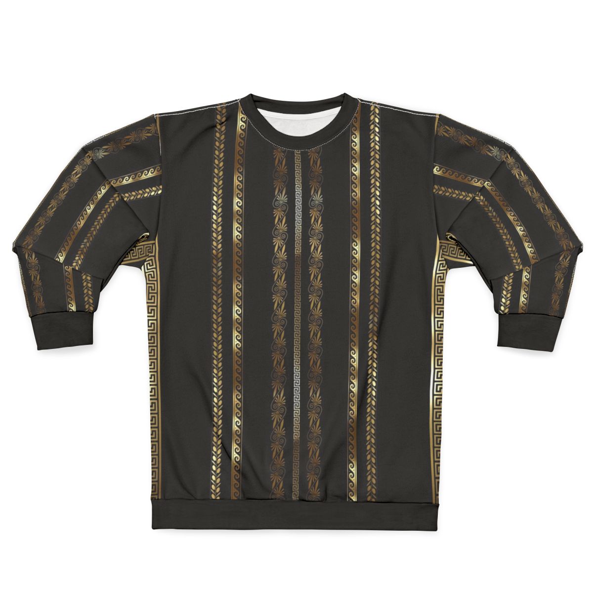 Gold Greek key striped pattern sweatshirt with marble print meander design