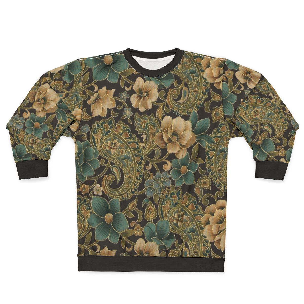 Elegant gold rose paisley floral design sweatshirt