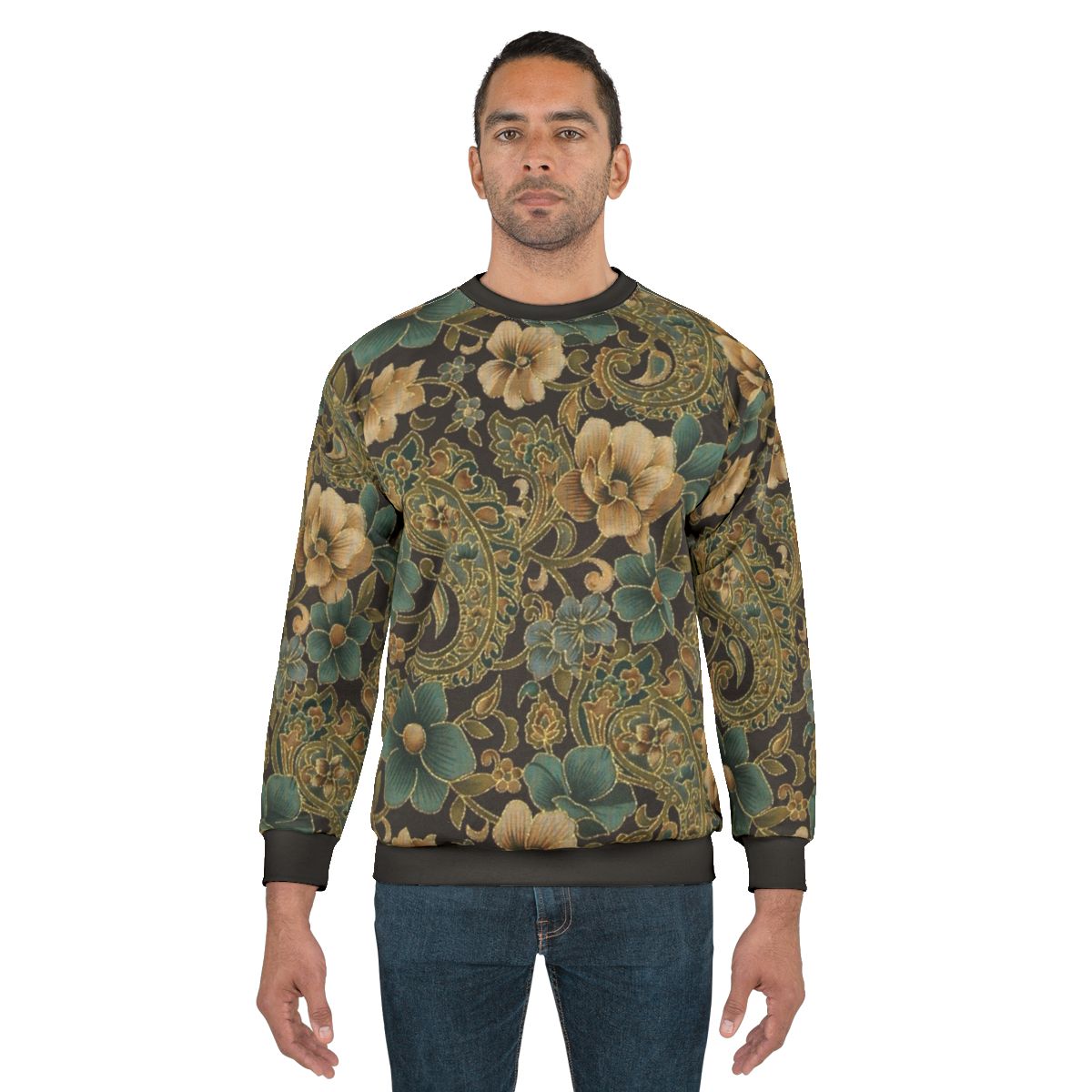 Elegant gold rose paisley floral design sweatshirt