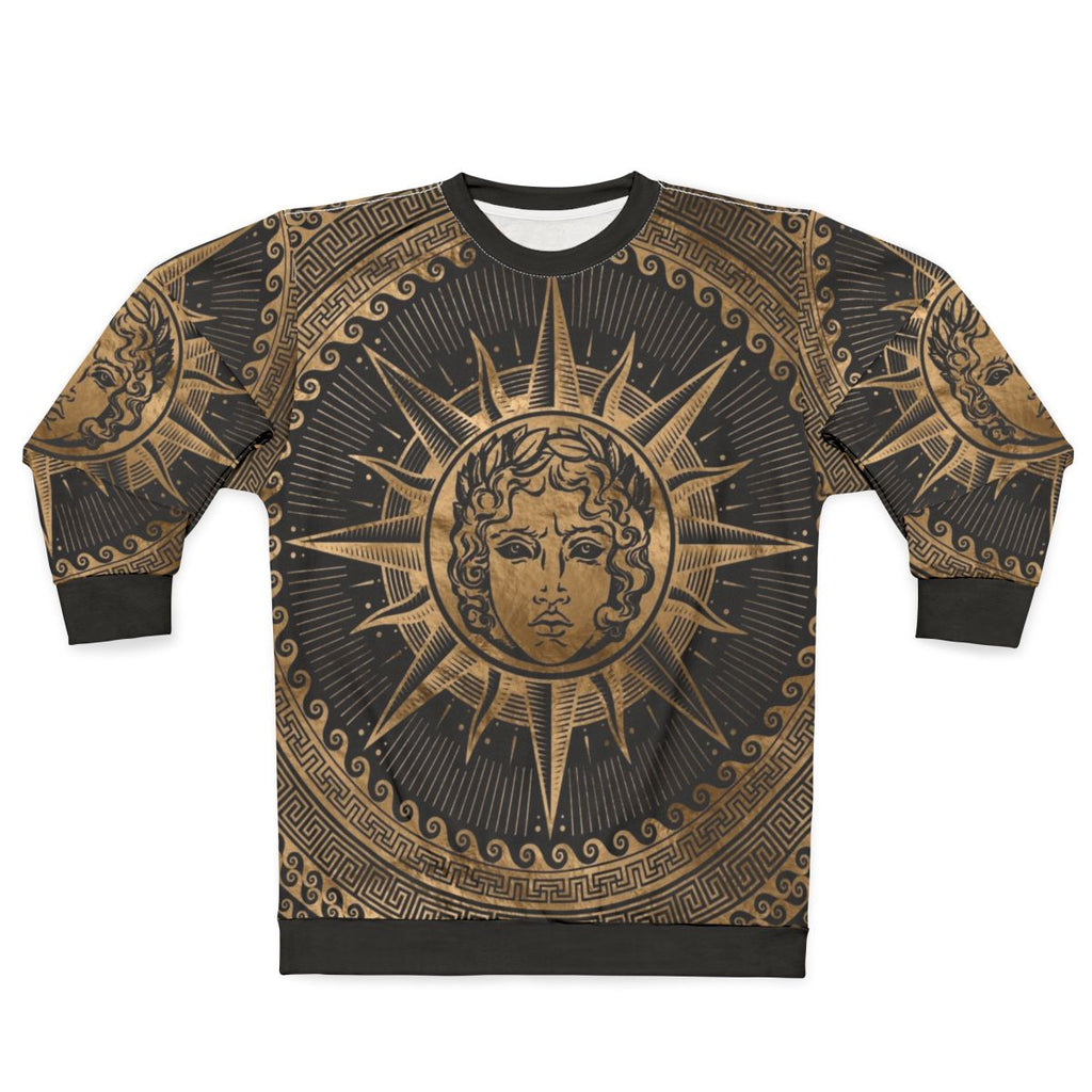 Golden Apollo Sun God Greek Key Ornament Sweatshirt