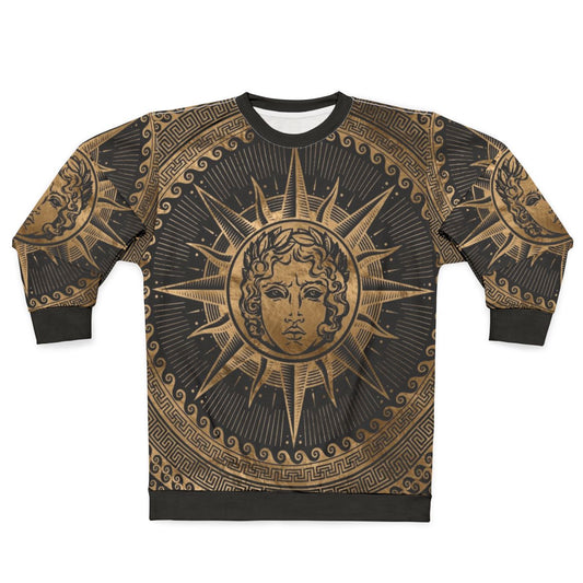 Golden Apollo Sun God Greek Key Ornament Sweatshirt
