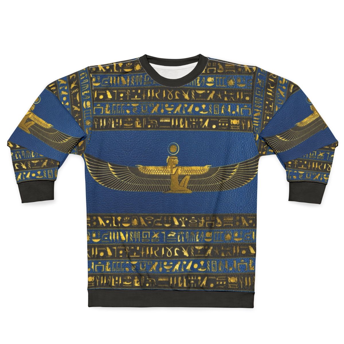 Leather sweatshirt with gold Egyptian pharaoh ornament