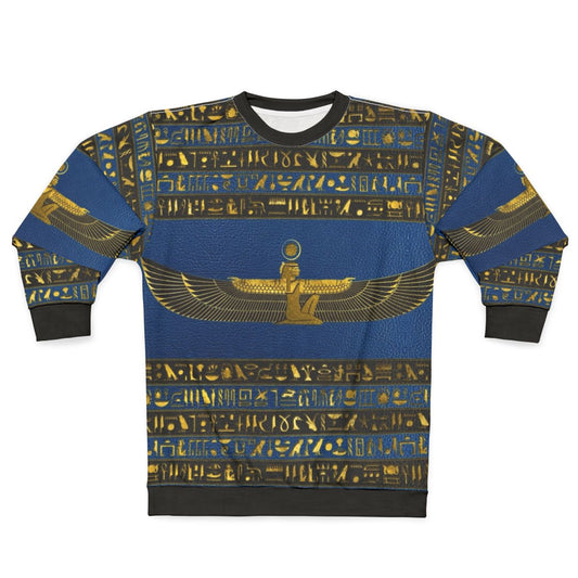 Leather sweatshirt with gold Egyptian pharaoh ornament