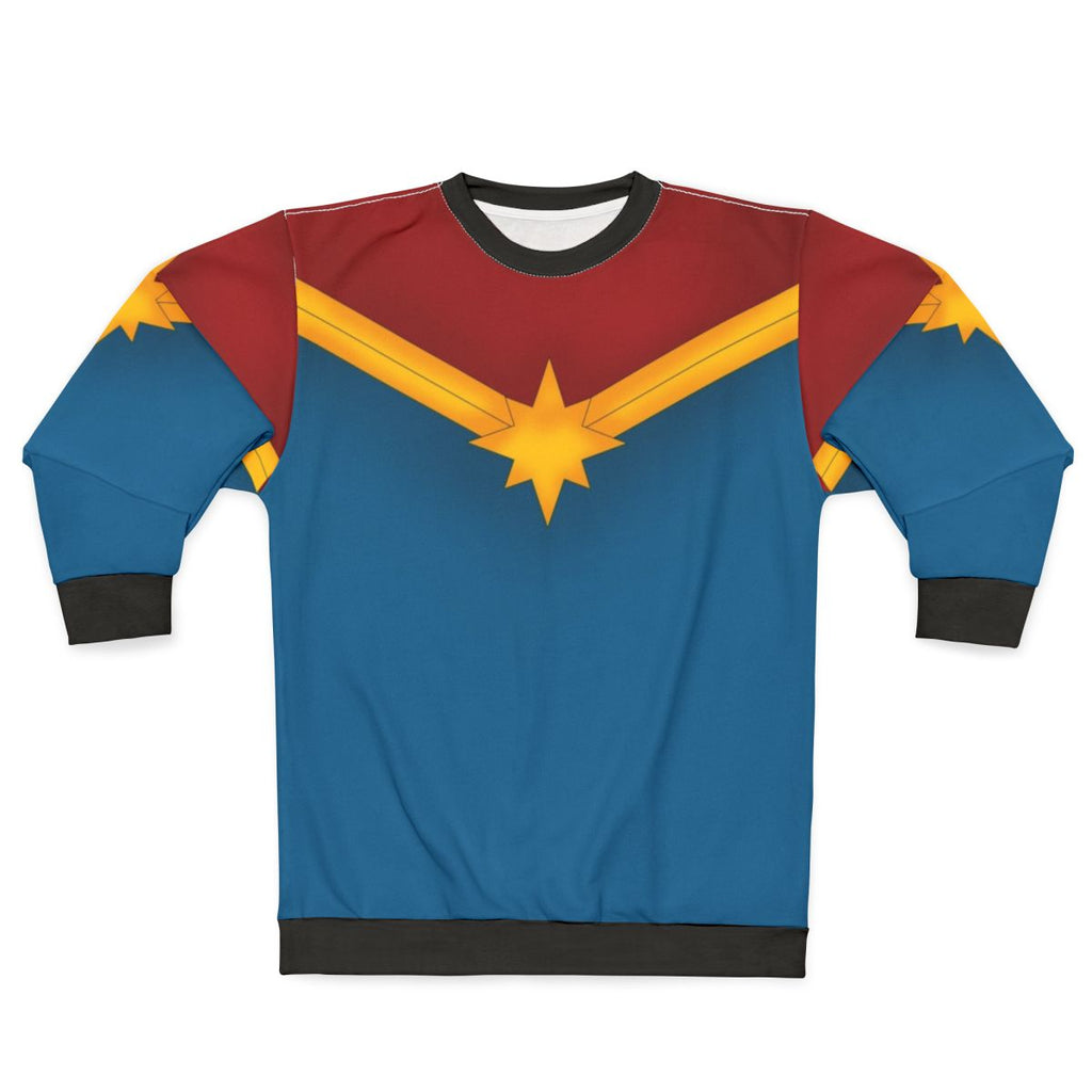 Golden star superhero sweatshirt with Captain Marvel design