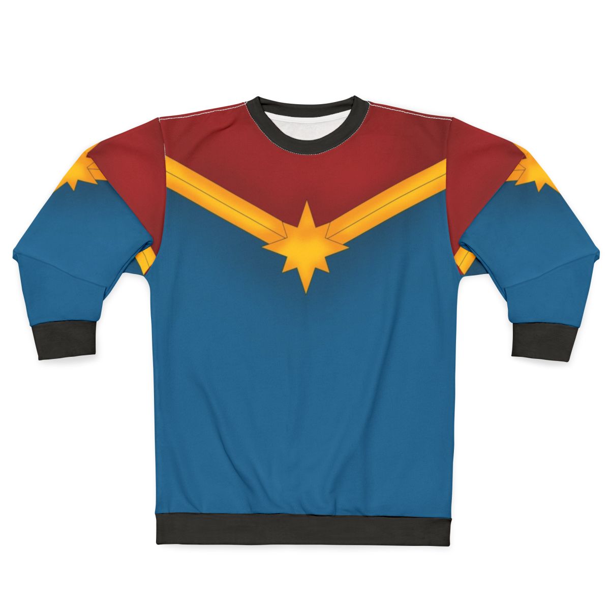 Golden star superhero sweatshirt with Captain Marvel design