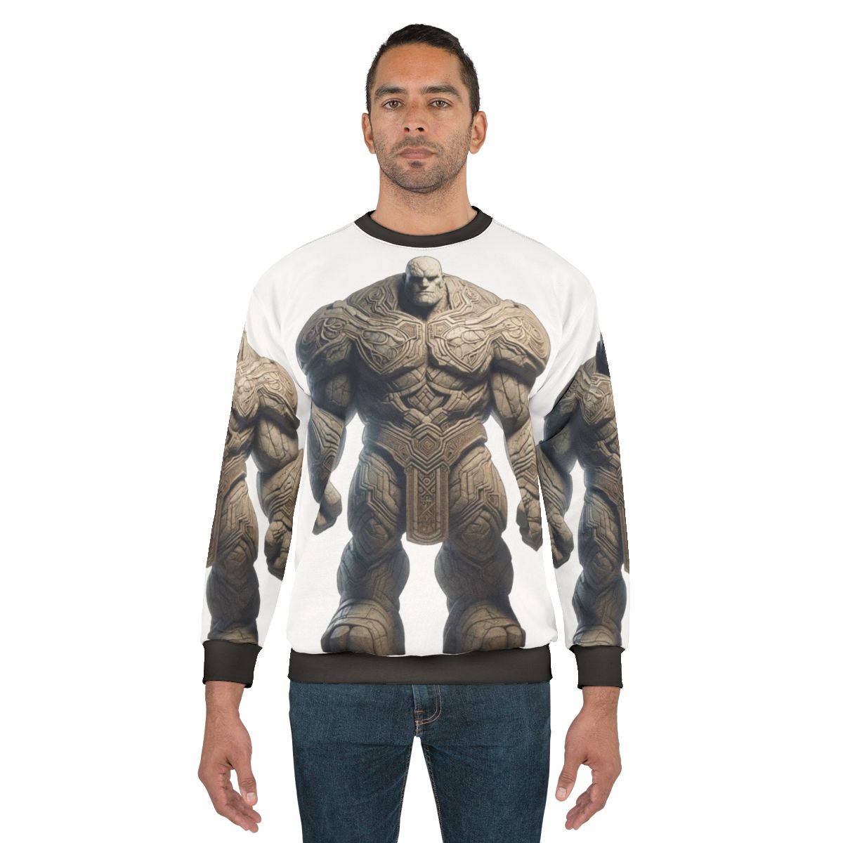 Embroidered golem sweatshirt featuring a legendary fantasy creature
