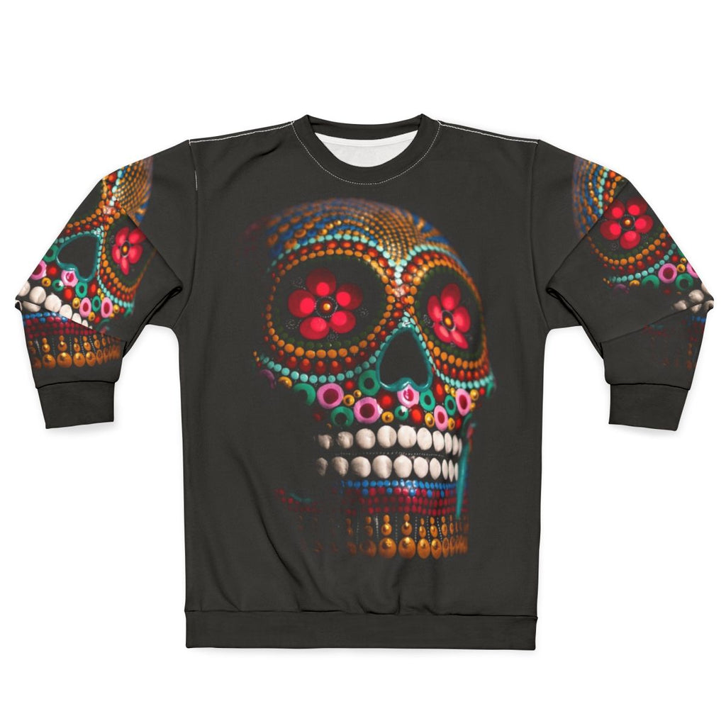 Goli Day of the Dead Skull Sweatshirt, featuring a multicolored sugar skull design