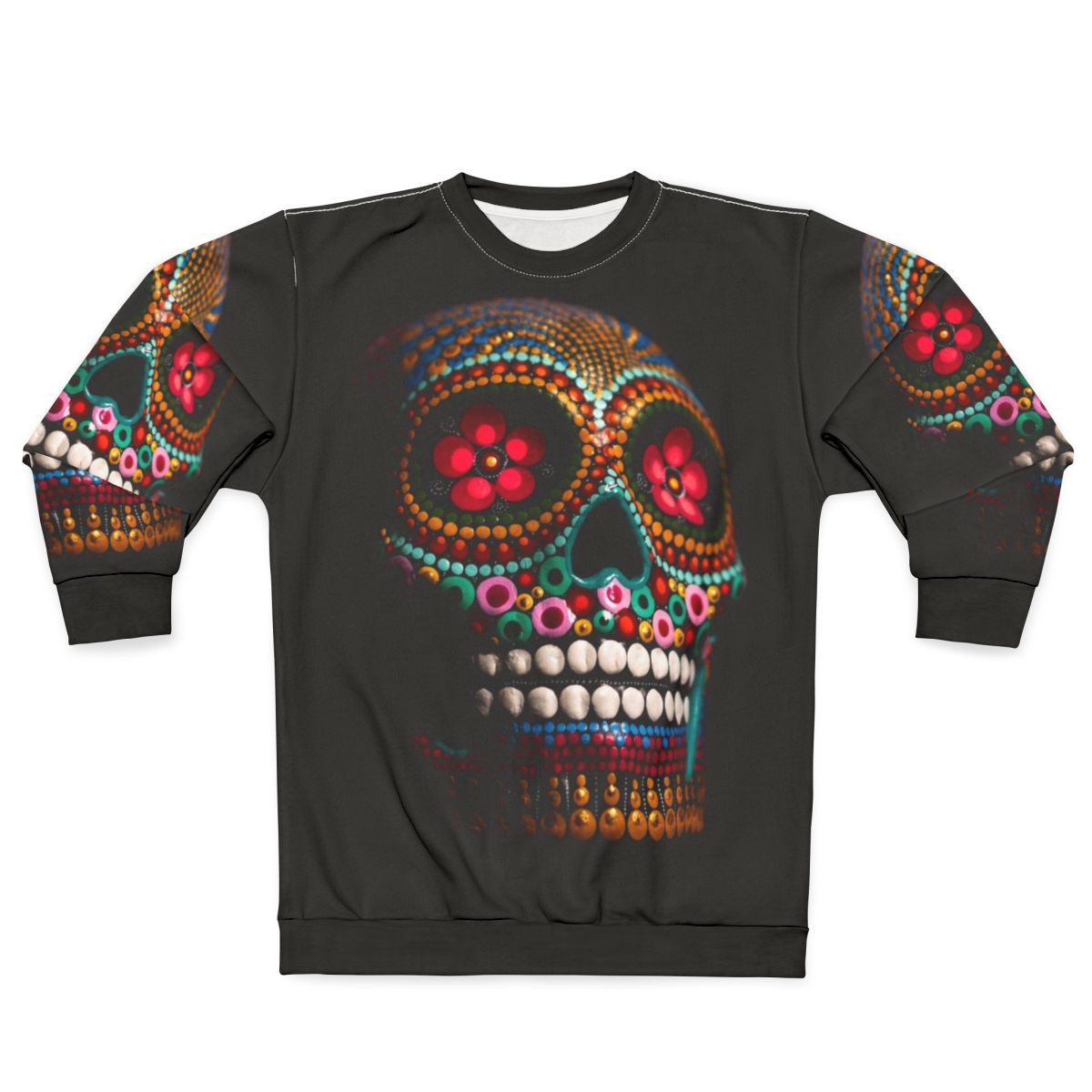 Goli Day of the Dead Skull Sweatshirt, featuring a multicolored sugar skull design