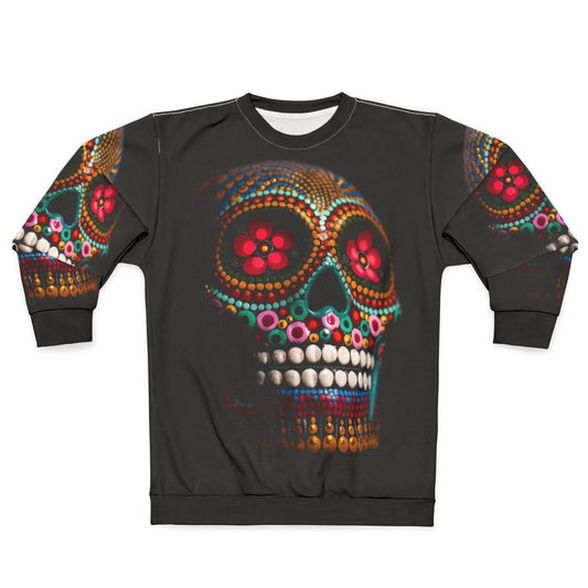Goli Day of the Dead Skull Sweatshirt, featuring a multicolored sugar skull design