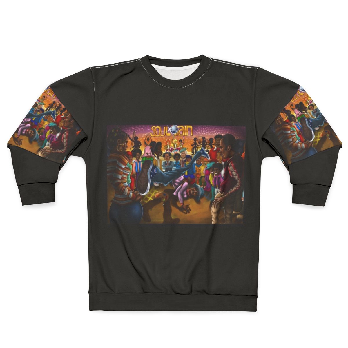 Retro Soul Train Sweatshirt with Afrocentric, 70s 80s Disco Fashion Design