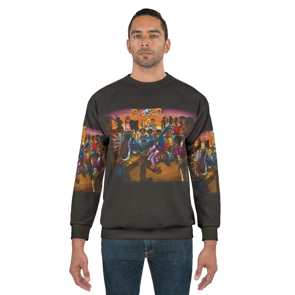 Retro Soul Train Sweatshirt with Afrocentric, 70s 80s Disco Fashion Design