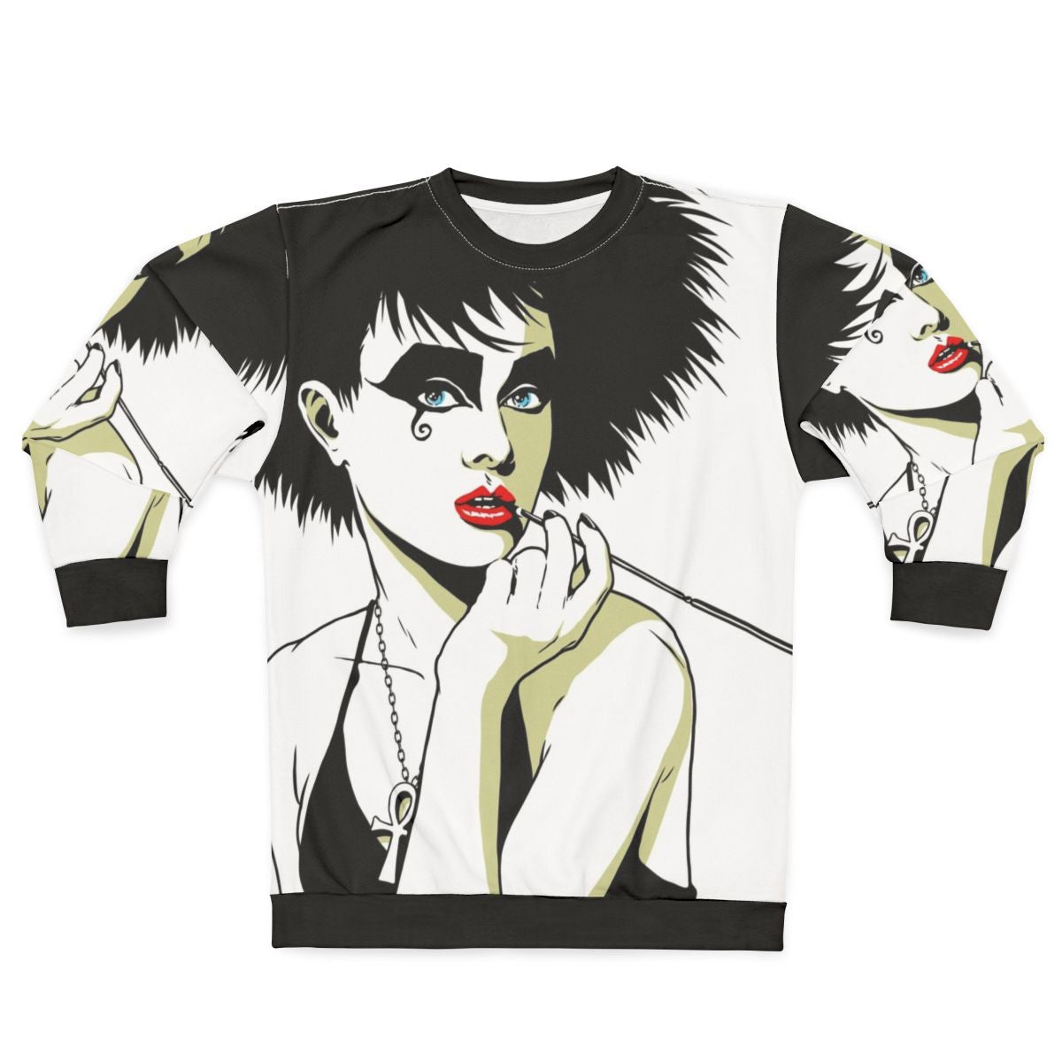 Vintage goth punk sweatshirt with comics and singer design