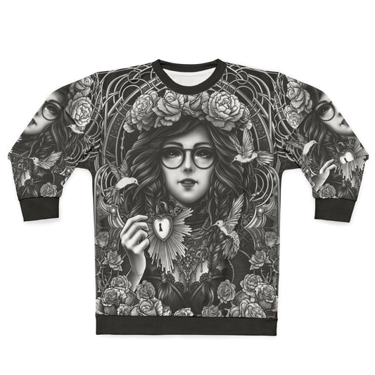 Gothic occult sweatshirt with neo-traditional tattoo inspired design