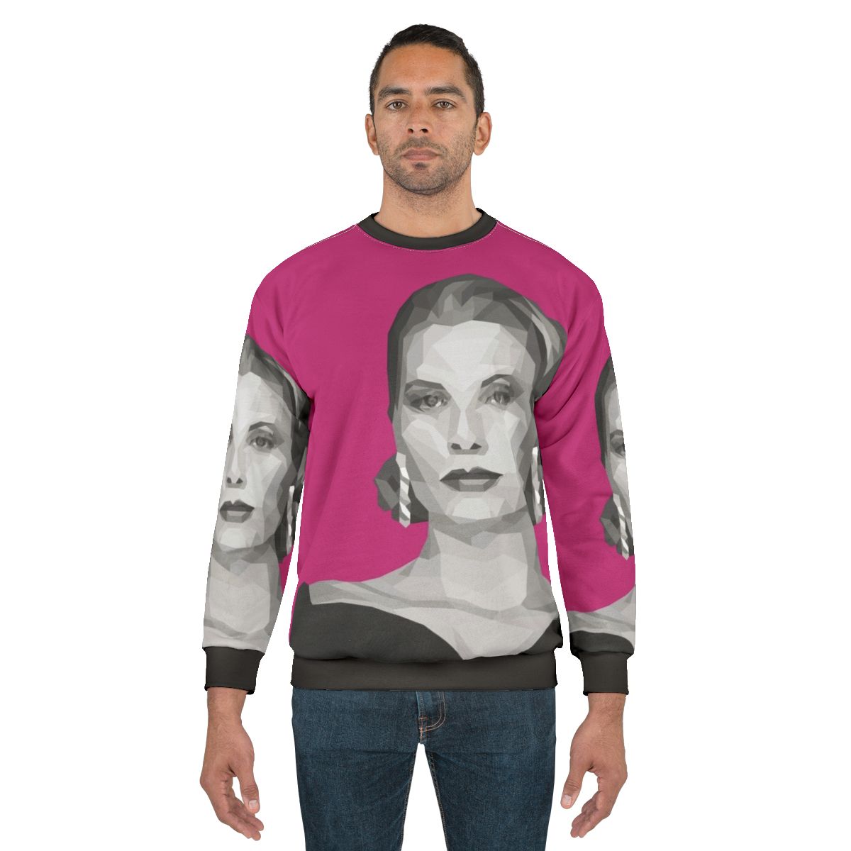 Grace Kelly Geometric Poly Pink Fuchsia Sweatshirt