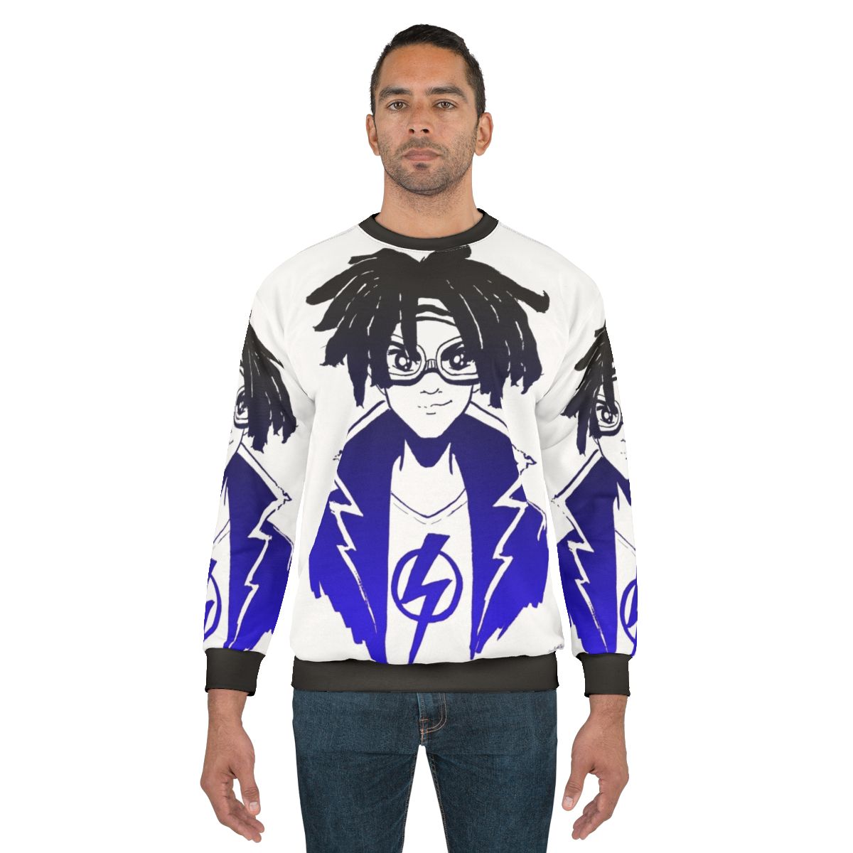 Gradient Static Sweatshirt featuring a cool superhero fanart design