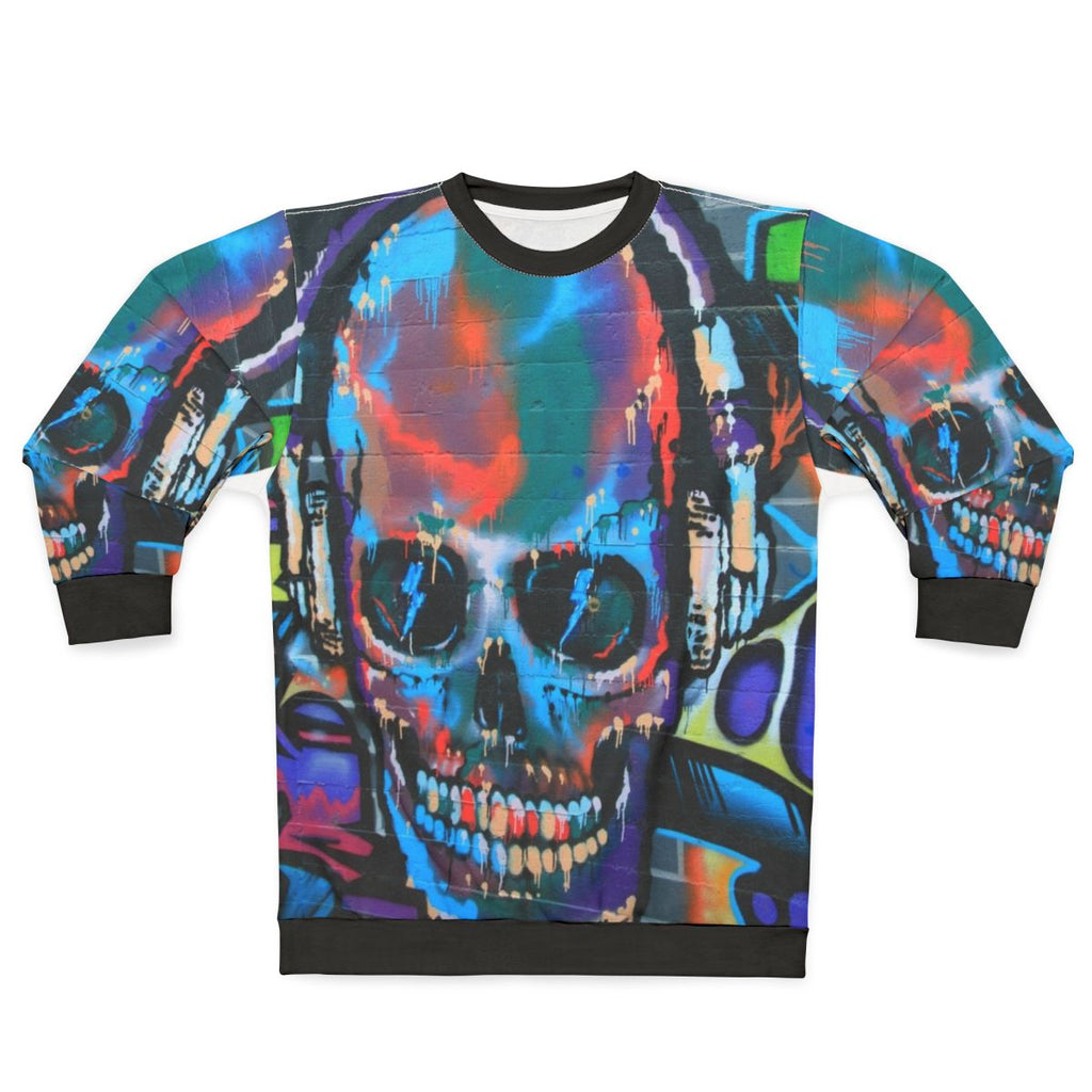 Graffiti sweatshirt featuring vibrant, abstract street art design