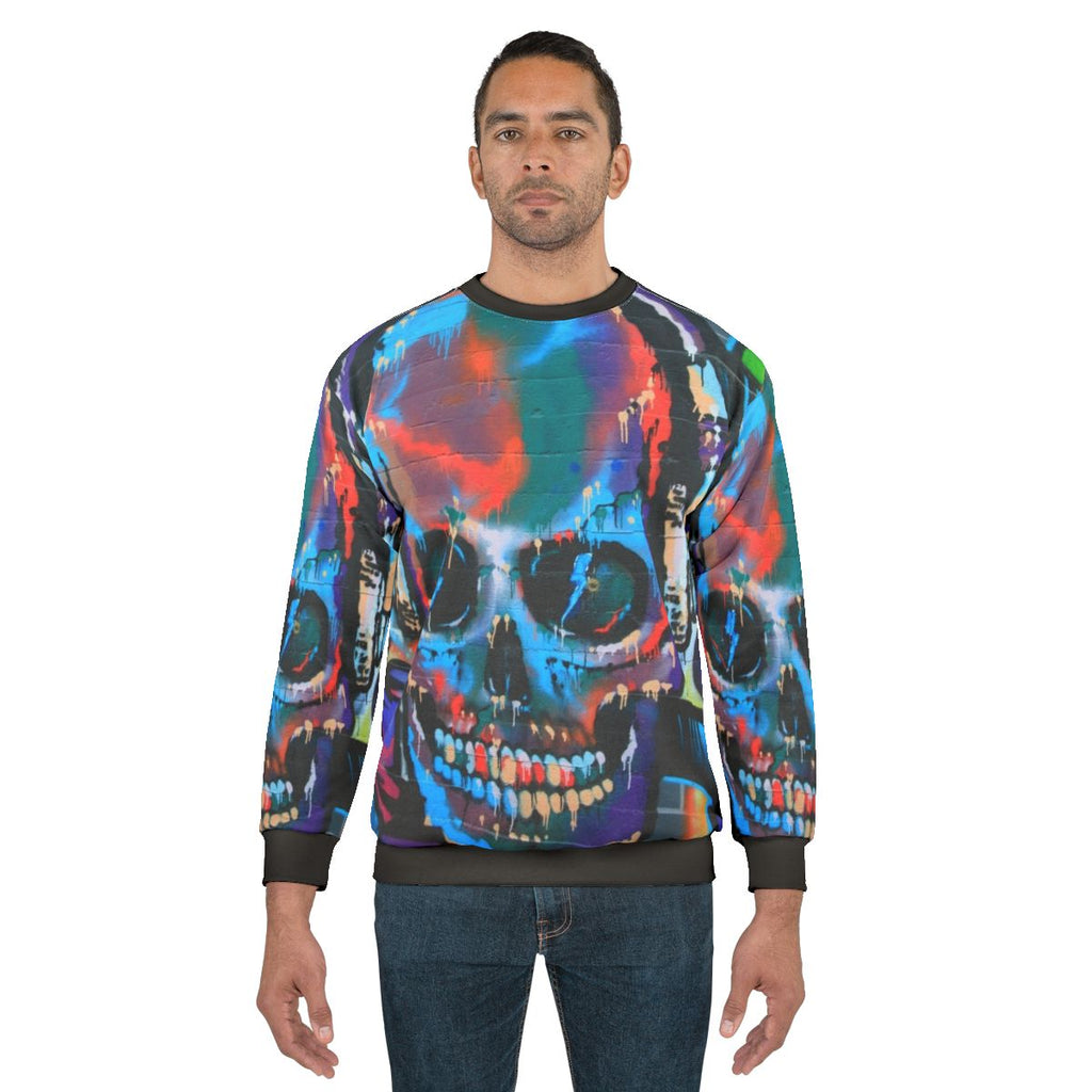 Graffiti sweatshirt featuring vibrant, abstract street art design