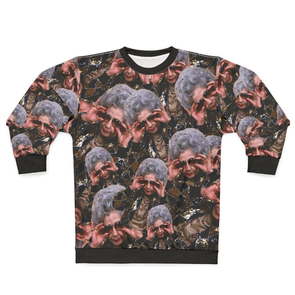 Grandma Yetta inspired animal print sweatshirt from the 90s TV show The Nanny