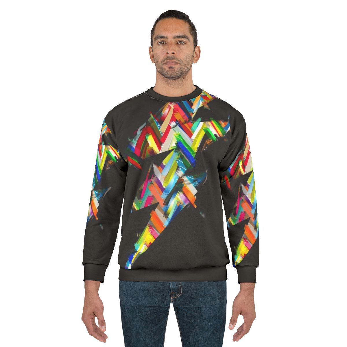Colorful graphic lighting sweatshirt with bold urban design