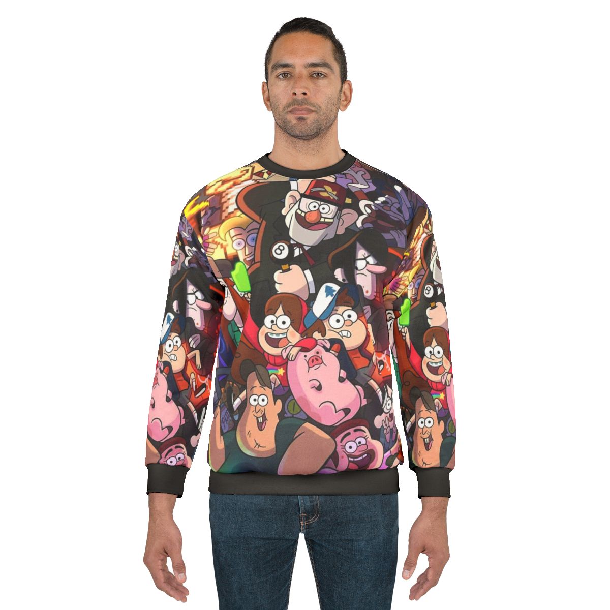 Gravity Falls cartoon TV series sweatshirt with Dipper Pines and Waddles the pig