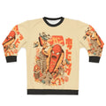 Retro hot dog sweatshirt with Japanese-inspired funny anime monster design